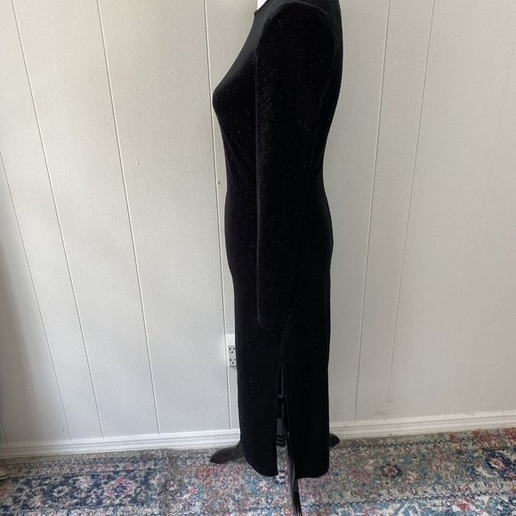 & OTHER STORIES Long Sleeve Velvet Midi Black Dress Bodycon Gold Sparkles Sz. 2 - Picture 6 of 16
